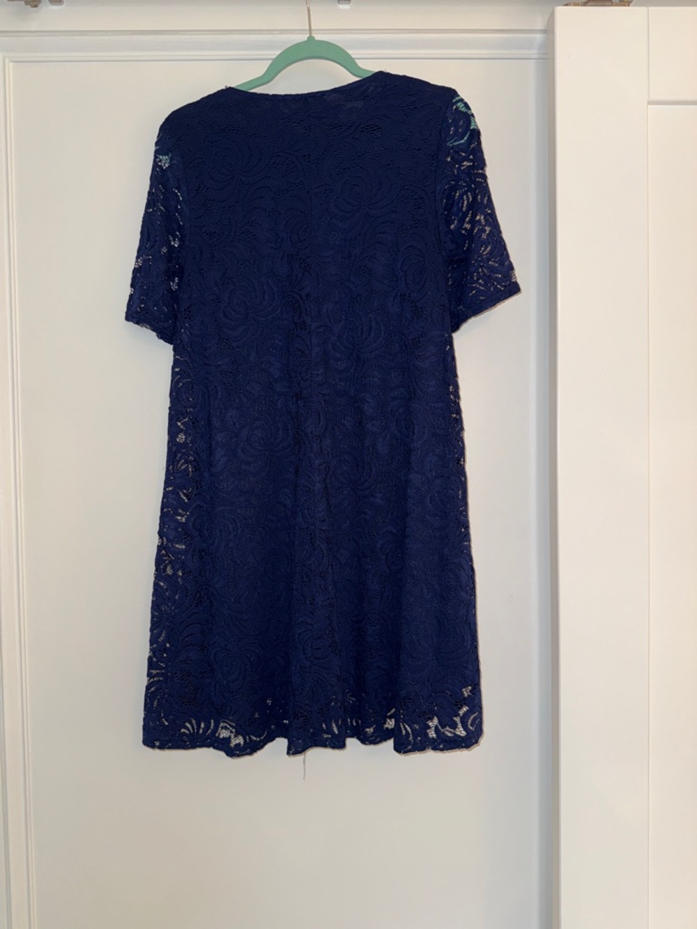 Sharagano Navy Blue Lace Midi Dress - Picture 5 of 6